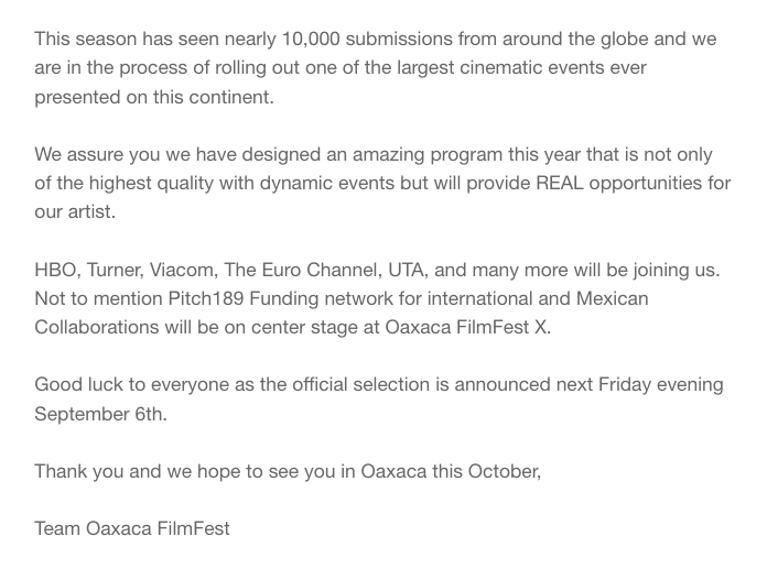 email from the festival a few weeks before the festival